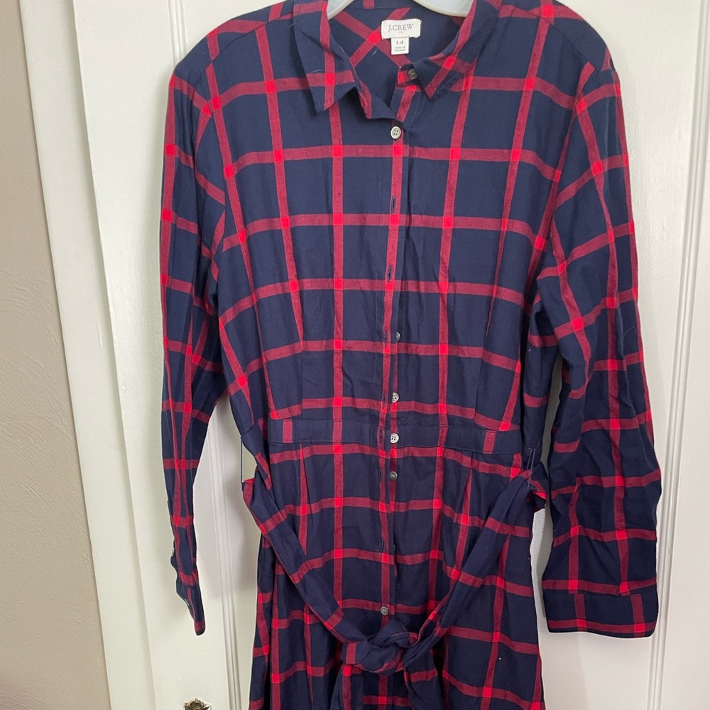 J Crew plaid shirt dress